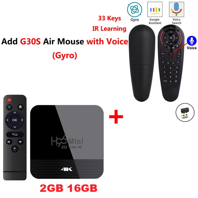 Smart tv Box H96 Mini H8 Android 9,0 2G 16G RK3228A 2,4G/5G двойной wifi BT4.0 4K HD телеприставка Google Youtube Smart медиаплеер - Цвет: 2G 16G-G30S