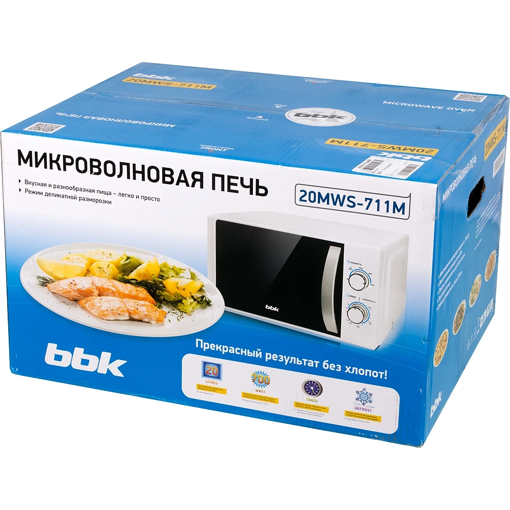Микроволновая Печь BBK 20MWS-711M/WS C 20л. 700Вт белый/серебристый