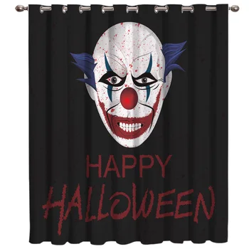 

Scary Clown Halloween Style Window Treatments Curtains Valance Curtain Lights Bathroom Kitchen Drapes Indoor Kids Window Treat