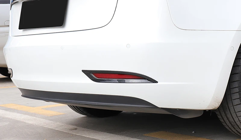 Подходит для Tesla модель 3 автомобильный Стайлинг ABS карбоновая Автомобильная задняя противотуманная фара Стикеры для обклейки автомобиля 2 шт авто аксессуары