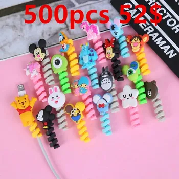 

500pcs Cute Spiral Cable Protector Data Line Cord Protector Protective Case Cable Winder Cover For iPhone USB Charger Cable