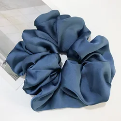 Luxurious Oversized Satin Scrunchies - Elegant Hair Accessories Collection (Blue grey)