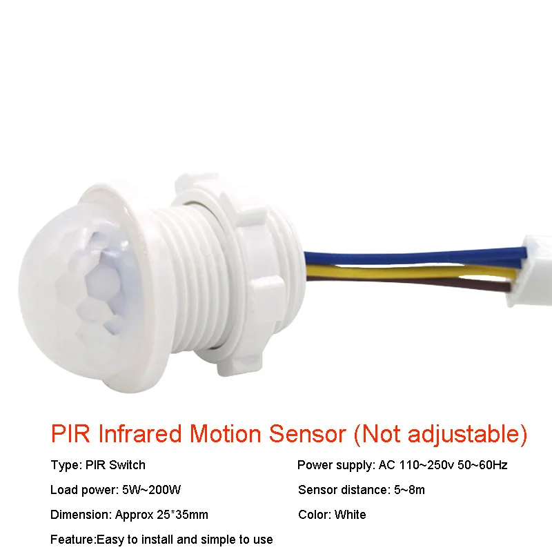 Not Adjustable PIR Высокое качество 10 мм 220 В инфракрасный датчик движения из pir детектор Регулировка режима переключатель вращается на 160 градусов для наружного светодиодный освещения - Цвет: Not Adjustable PIR
