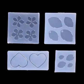 

4Pcs Flower Leaves Pendant Resin Molds Earrings Necklace Slilcone UV Resin Mold Jewelry Making Tools Resin Art Crafts