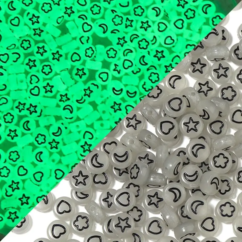 100pcsDIY Beaded Material Early Education Acrylic Stars Peach Heart Letters Luminous Flat Beads 12 Hf08241da580c4107be02cd726fcdd6865