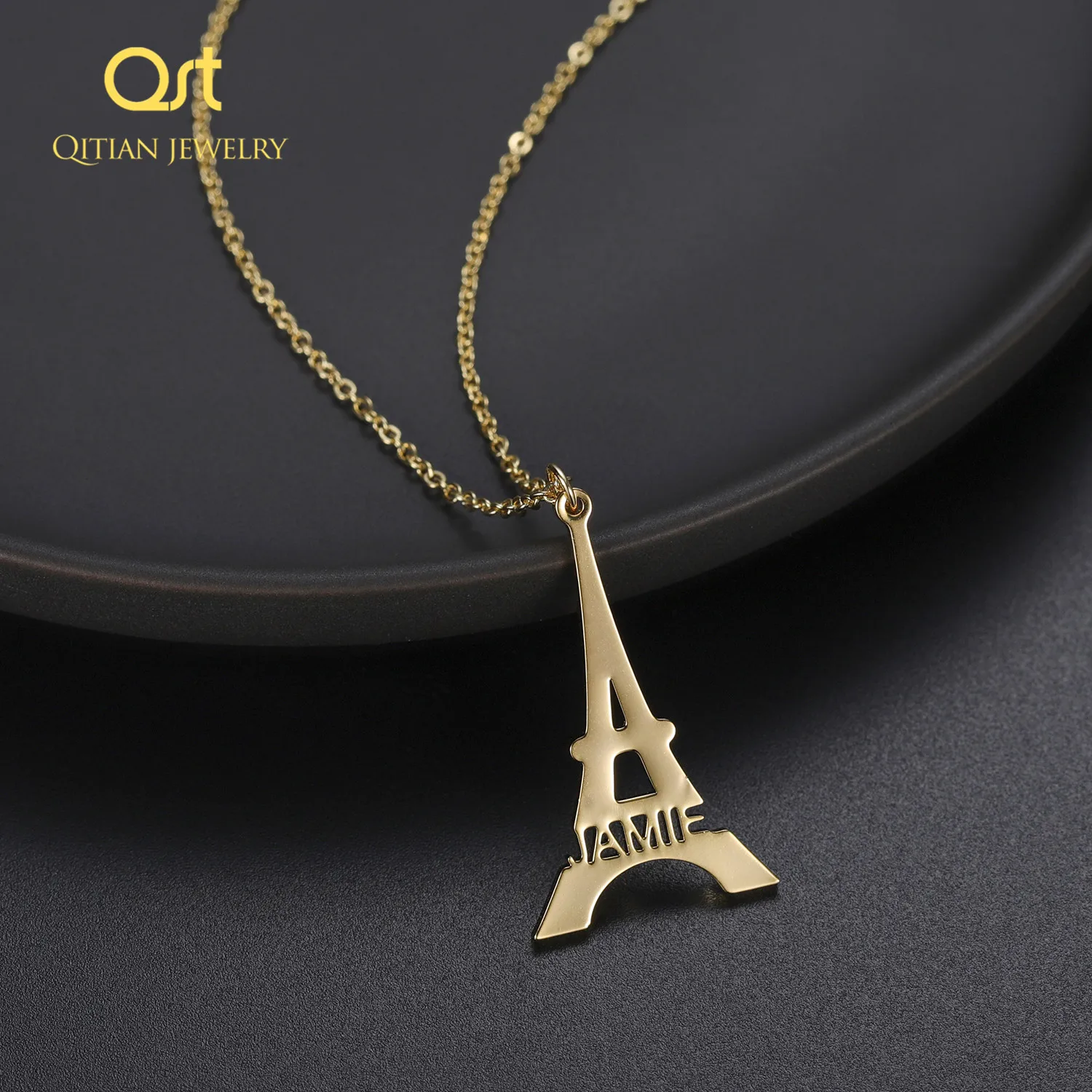 Buy Pink Gold Eiffel Tower Necklace Paris Jewelry Necklace France Online in  India - Etsy