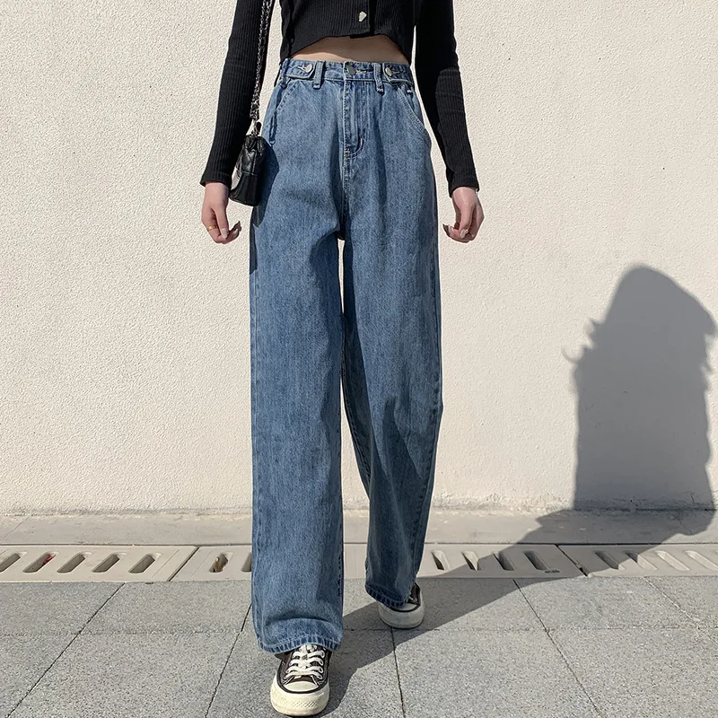 

Jeans High Waist Clothing Wide Leg Denim Clothes Blue Streetwear Retro Quality Harajuku Straight Pants 2020 Women