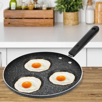 

3 Round Holes Non Stick Coating Eggs Frying Pan Home Kitchen Cookware Breakfast Cooking Tool Cookware
