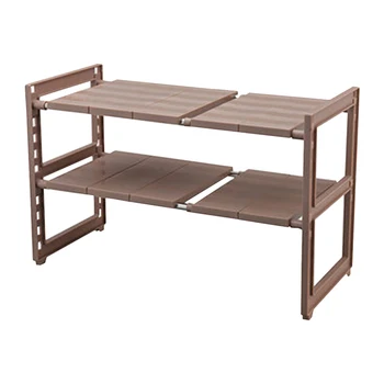 

Solid ABS Holder 2 Tiers Household For Kitchen Expandable Under Sink Organizer Storage Rack Expand From 40-70cm Removable