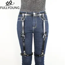 Fullyoung Харадзюку кожаные ремни ручной работы в стиле панк-рок, подвязки на ногу, ремни на подтяжках, съемные удерживающие ремни
