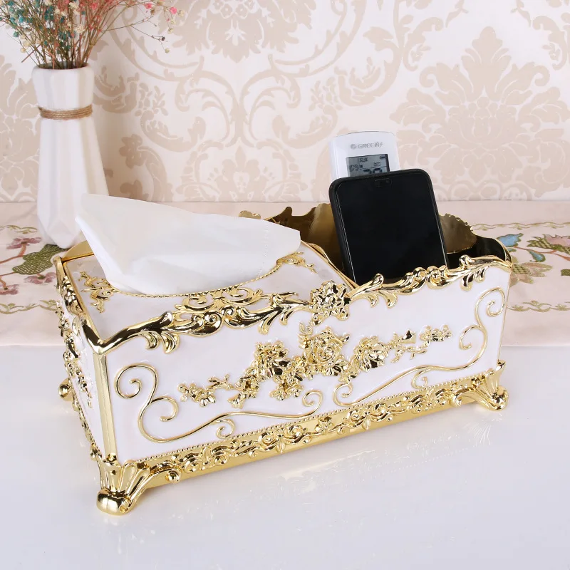 

New European tissue box creative living room paper household simple coffee table multi-function remote control storage box