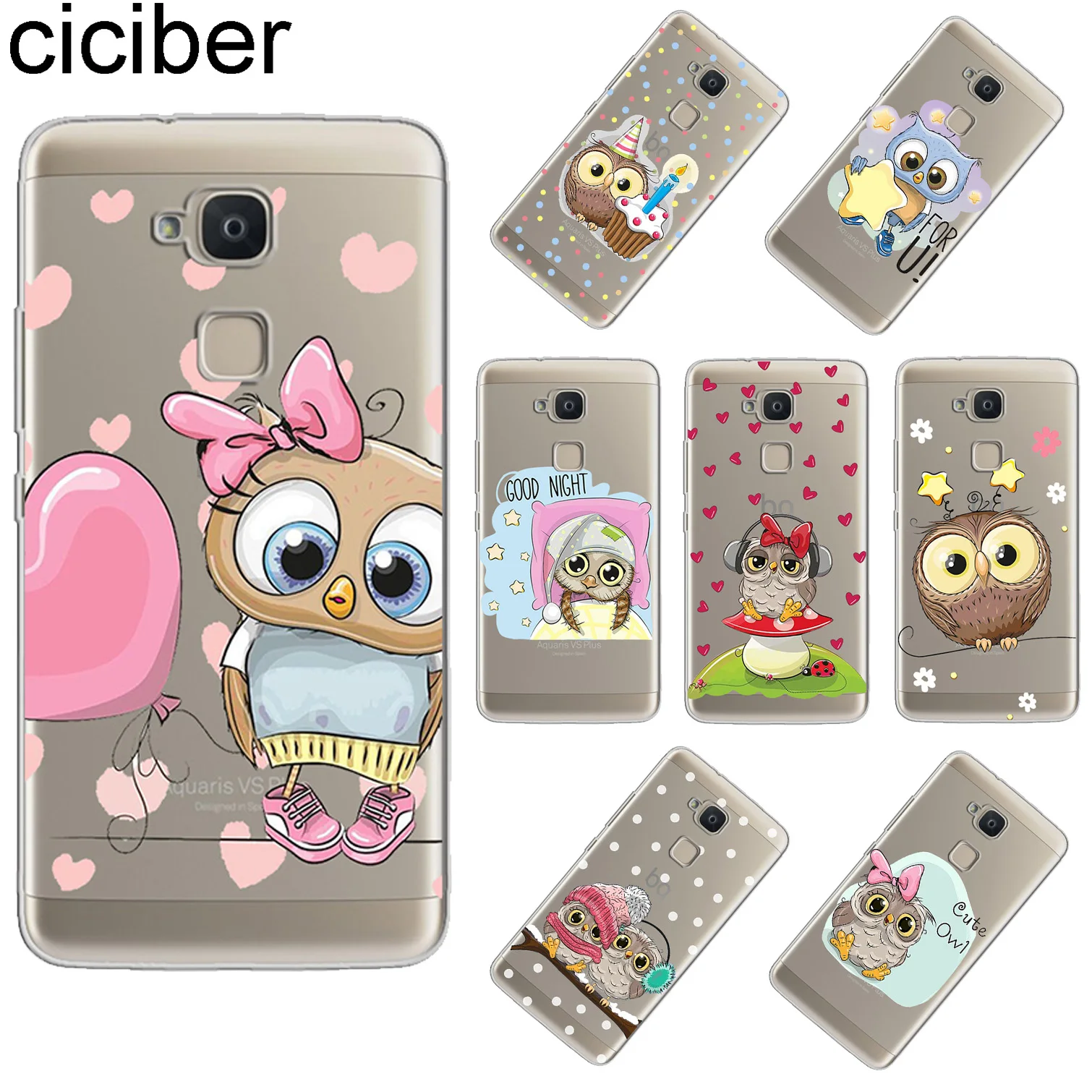 Ciciber милая сова для BQ Aquaris U2 C U X5 V VS X2 X M Plus Lite Pro Мягкий ТПУ чехол телефона E5s M5 M5.5 E5