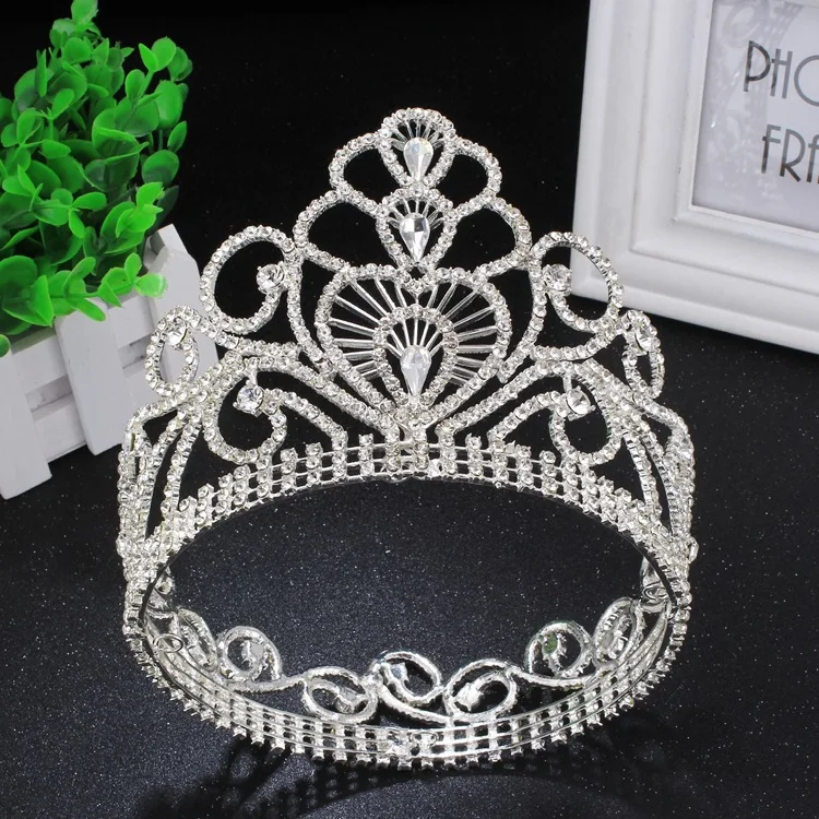 

Luxury World Miss Crown Aristocratic Princess Party Pearl Rhinestone Hair Accessories Bridal Wedding Head Jewelry Accessories