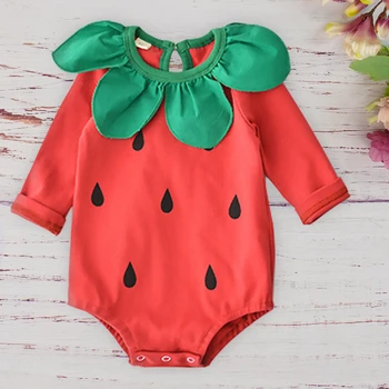 

Lovely Baby Girls Boys Clothes Strawberry Cartoon Infant Newborn Baby Rompers Plus Velvet Padded Clothes Cotton Toddler Outfits