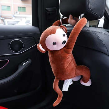 

Multifunctional Car Tissue Box Tray Cute Cartoon Tissue Box Monkey Hanging Ornament Pillow Interior Accessories Comfortable