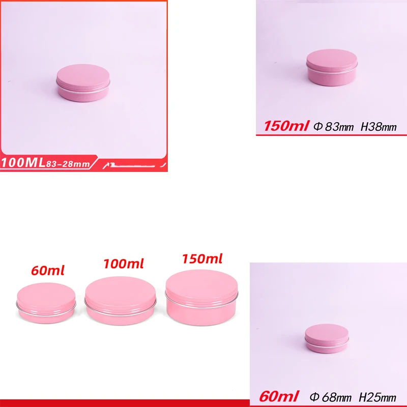 30pcs pink aluminum jars 60ml 100ml 150ml pink thread aluminum cans packaging hair wax cream cosmetic aluminum boxs wholesale pink cream 69 live in karlsruhe 2 cd