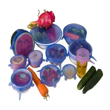 Мягкая силиконовая крышка многоразовые герметичные крышки для хранения пищи прочные и растягивающиеся подходят для различных размеров формы контейнеров 12-Pack