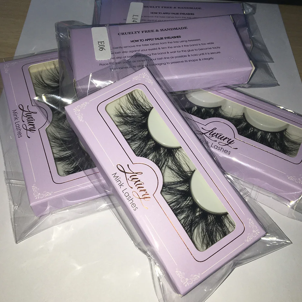 

BossGirl 25 mm lashes mink lashes bulk wholesale with lavender paper eyelash case eyelash packaging box wholesale free shipping