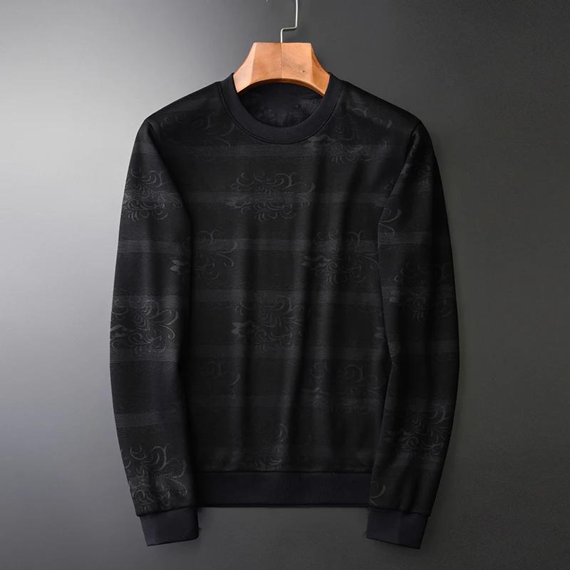 Minglu All Printed Sweatshirt Men Luxury Inner Velvet Round Collar Black Thick Male Plus Size 4xl Slim Mens Hoodies | Мужская одежда