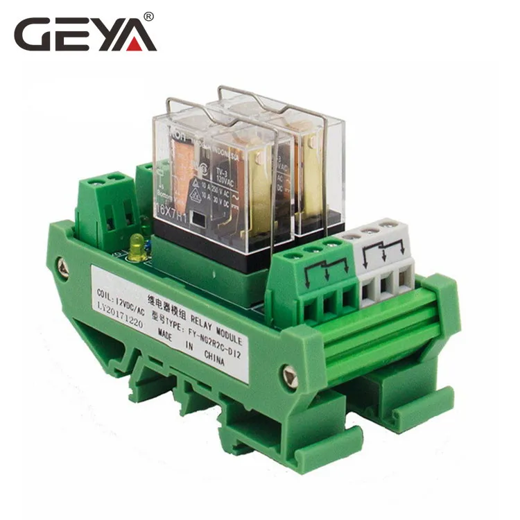 

GEYA NG2R 2 Channel Relay Module 12V 24V 1SPDT Relay 10A Plug in Type Omron Relay