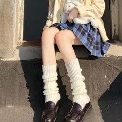 Japanese Harajuku JK Style Girls Autumn Winter Solid Color Knitted Leg Cover Lolita Kawaii Leg Warmer Socks Heap Heap Push Socks