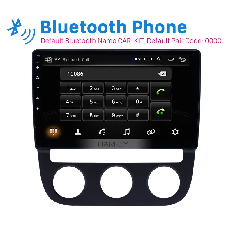  Harfey Car GPS 2Din Android 9.1 Auto Radio 10.1'' Navi for VW Volkswagen Sagitar 2006-2010 Auto A/C