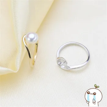 

Ring Mount Pearl Accessories Adjustable Size 925 Sterling Silver Ring Jewelry DIY No Pearl Free Shipping 2019J013