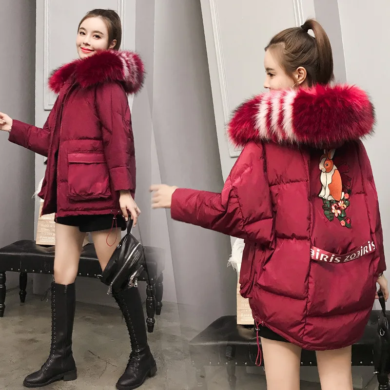 

Large Fur Collar Cotton-padded Clothes Women's Short 2019 New Style Winter Korean-style Loose-Fit BF Cotton Coat Versatile Stude