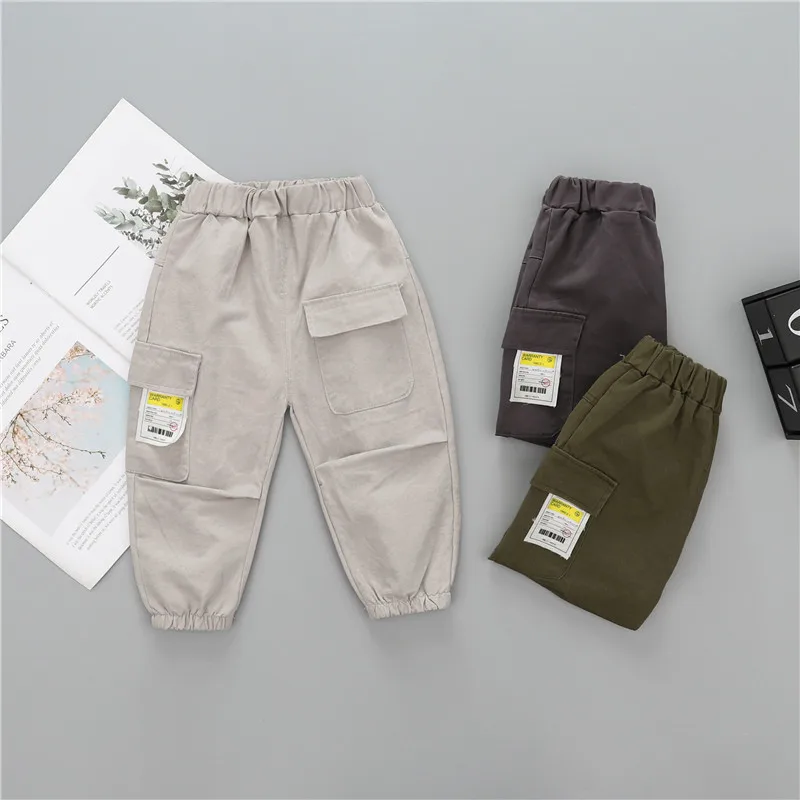Г. Весенне-осенние новые стильные детские повседневные брюки для маленьких мальчиков корейский стиль, Детский комбинезон с большими карманами для мальчиков, Модный комбинезон
