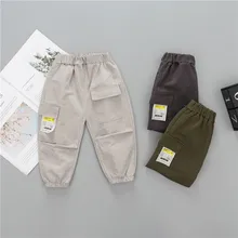Г. Весенне-осенние новые стильные детские повседневные брюки для маленьких мальчиков корейский стиль, Детский комбинезон с большими карманами для мальчиков, Модный комбинезон