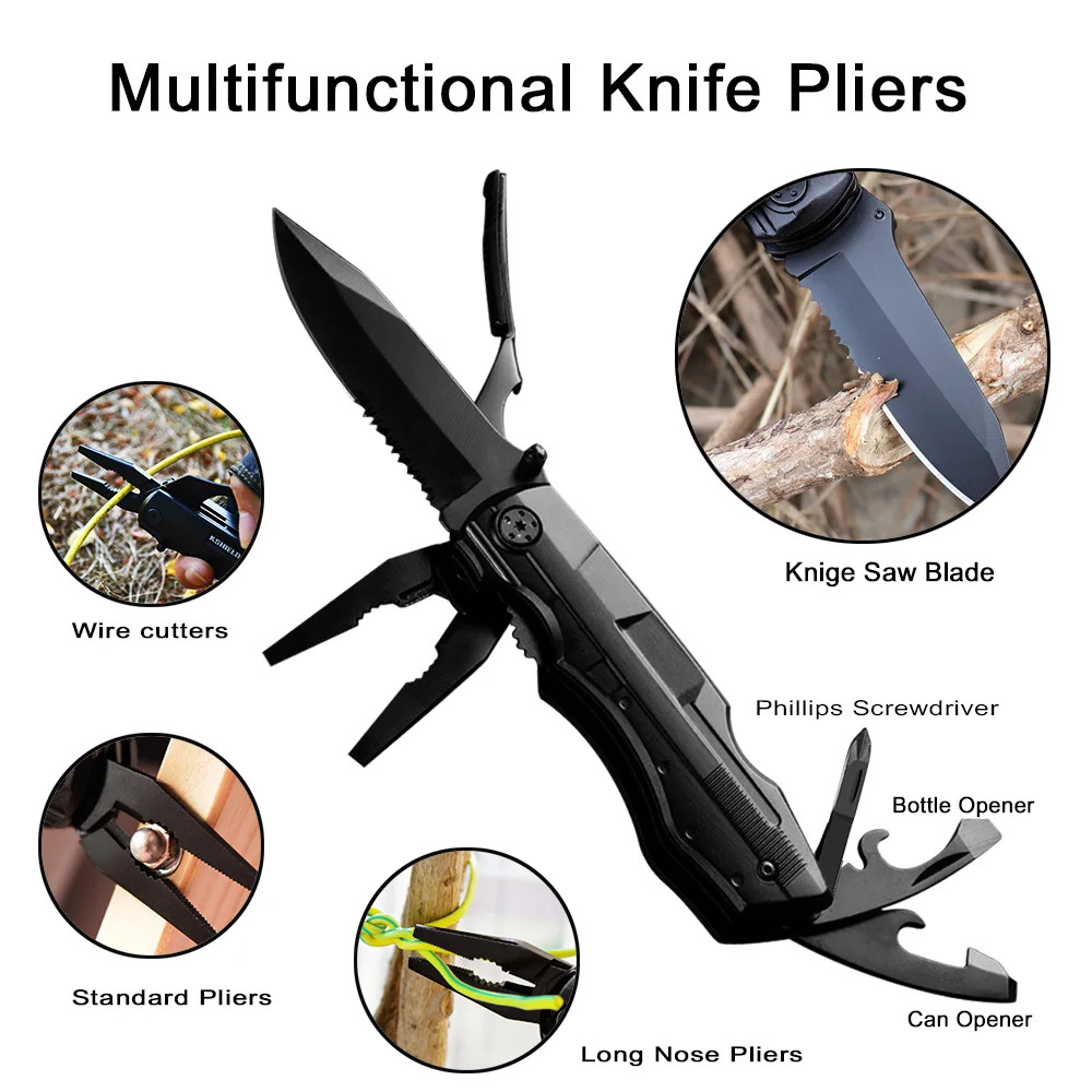 

Pliers Wire Stripper Cable Cutter Multifunctional Tool Camping Survival Hunting Folding Knife Multitool Screwdriver Set