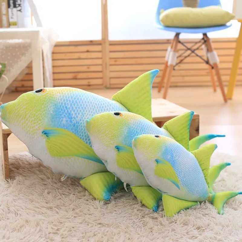 

Hot Selling Blue Tropical Fish Pillow Creative Plush Toy Doll-Processing Customizable Logo Recruit Agents