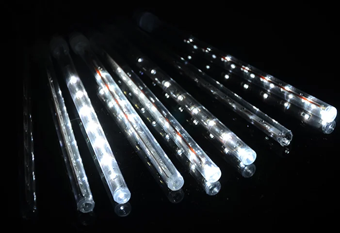 Год 30 см 10 шт./лот трубы открытый Метеоритный Дождь Солнечный 360LED струнный светильник водонепроницаемый для Рождество Свадебная вечеринка Декор - Испускаемый цвет: Белый