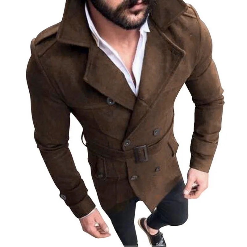 Мужская зимняя теплая ветровка, Тренч, шерстяное пальто, ретро куртка, Мужское пальто, куртки, двубортное модное мужское пальто на зиму и осень - Цвет: D