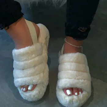 

New Women Spring Plush Slippers 2020 Ms Flat Bottom Antiskid Indoor All-around Comfortable Sandals Outdoor Leisure Sandals