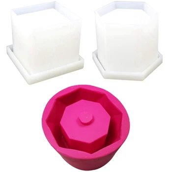 

4Pcs Silicone Molds for Coaster/Flower Pot/Pen Holder/Candle Holder & 1Pcs Plant Pots Silicone Molds
