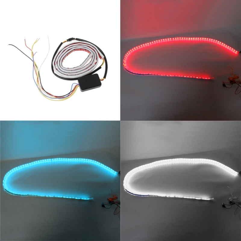 

Blue red white Yellow LED Strip Tail Streamer Brake Turn Signal Warning lightin