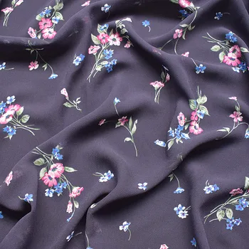 

one meter Fashion high viscosity Chiffon fabric Small pink floral print in spring summer tissu Soft breathable clothing tissus