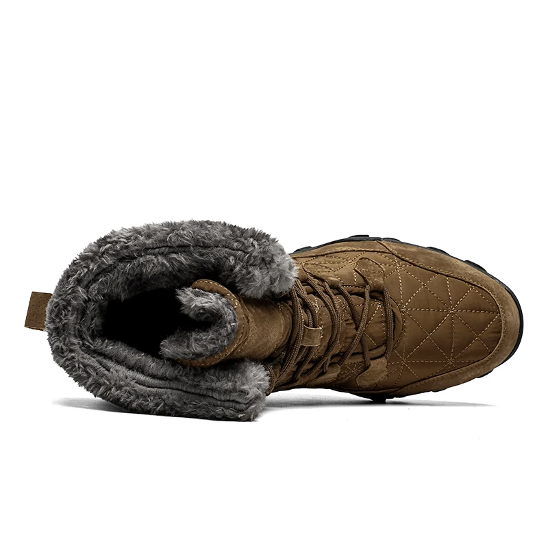 VESONAL/ г., зимние водонепроницаемые мужские ботинки из натуральной кожи с мехом, плюшевые теплые мужские повседневные женские ботинки до середины икры