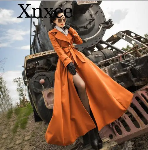 Herfst Winter Maxi Jas Vrouwen Wilde Lange Trenchcoat Riem Turn-Down Kraag Rok Stlye Grote Maat S-3XL Windjack