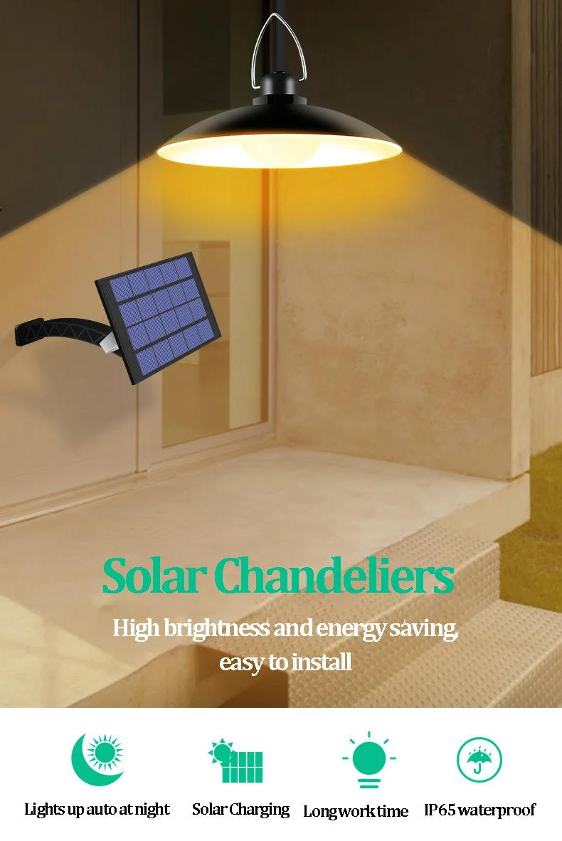 

Solar Light Outdoors Led Lighting Solar Wall Light Waterproof Pendant Lamp With 3M Cable For Courtyard Garden Patio Indoor Etc