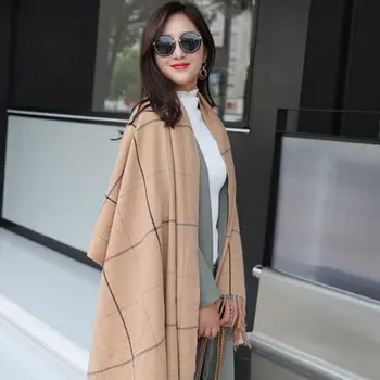

Scarves Wraps Women New 2019 Autumn And Winter Fashion Wild Imitation Cashmere Scarf Thick Female Plaid Warm Tartan Scarf Shawl