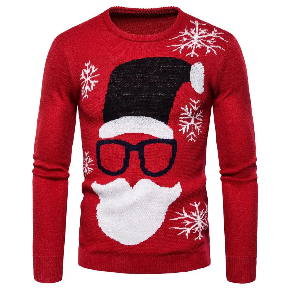 Рождественский свитер, Повседневный пуловер, Осенний вязаный зимний теплый классический мужской свитер с круглым вырезом, свитер большого размера, hombre navidad