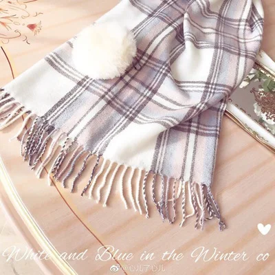 

18 Autumn Clothing New Style Japanese-style Classic Retro Tassels Contrast Color Pattern Scarf Shawl Scarf Women's