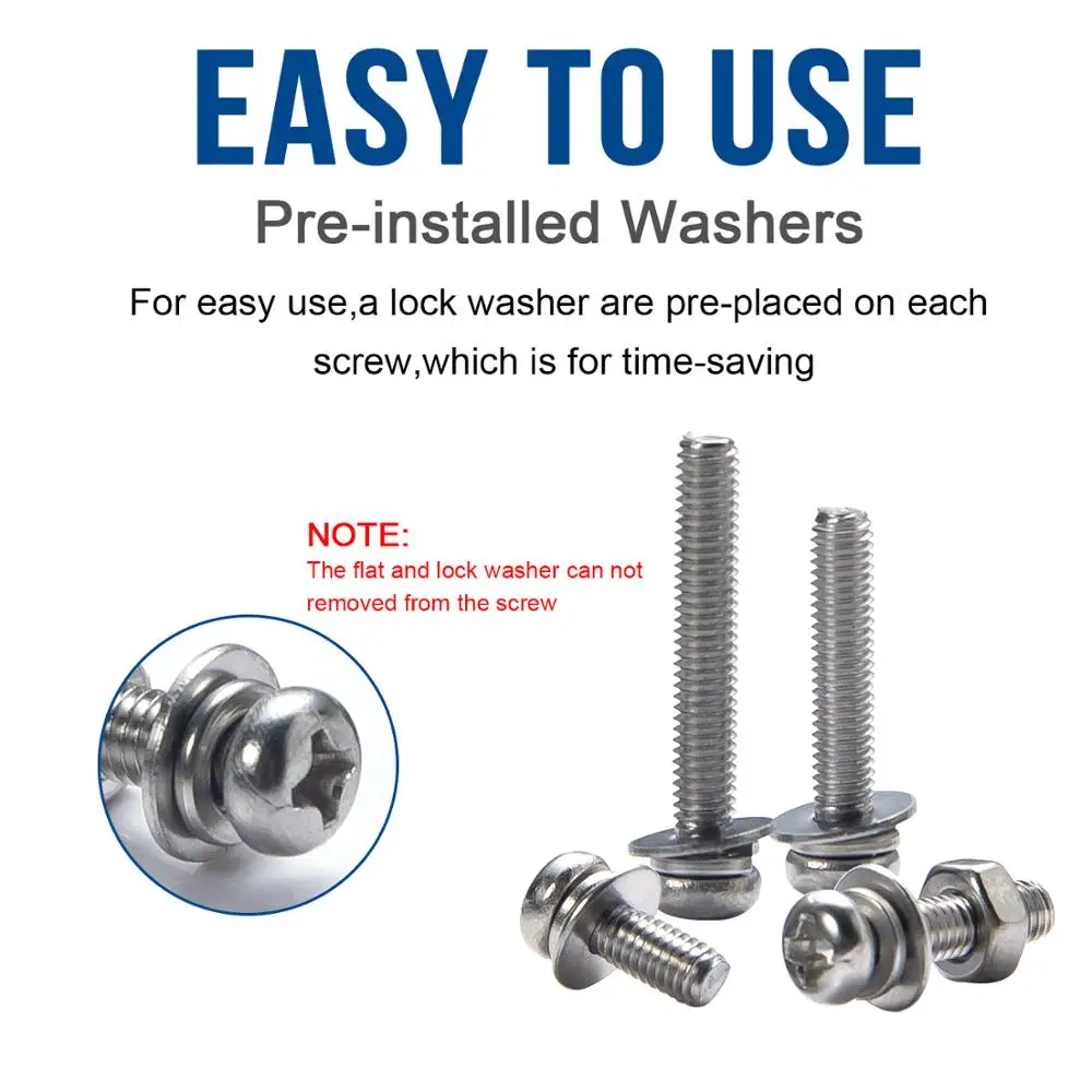 Najtaniej NINDEJIN 320 sztuk M2 M3 M4 śruby Phillips śruby z łbem płaskim śruba i nakrętka płaskie uszczelki wkręty do maszyn zestaw ze stali nierdzewnej śruby ze stali