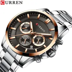 Модные кварцевые часы CURREN Лидирующий бренд Роскошные мужские наручные часы мужские водонепроницаемые спортивные наручные часы военной