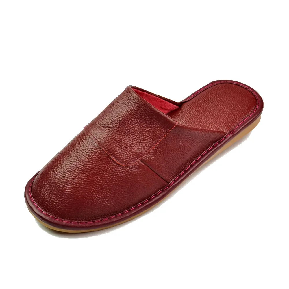 Genuine Cow Leather slippers couple indoor non-slip men women home fashion casual single shoes PVC soft soles spring summer 508