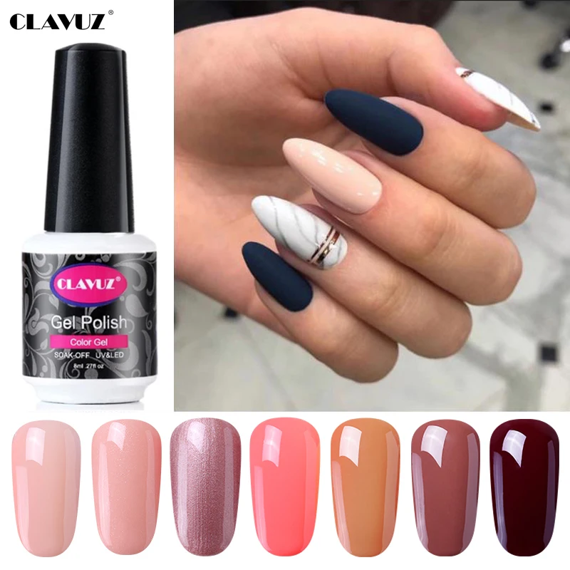 

CLAVUZ 8ml Nude Color Gel Polish Nail Art Design Manicure Soak Off Semi Perment Enamel UV Gel Nail Polish Lacquer Varnish