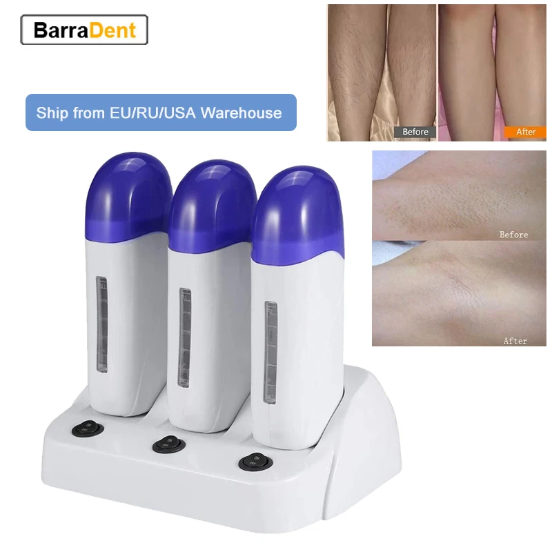 Triple Epilator Cartridge Wax Depilatory Roller Wax Warmer Heater Waxing Body Painless Hair Removal Machine For Depilation