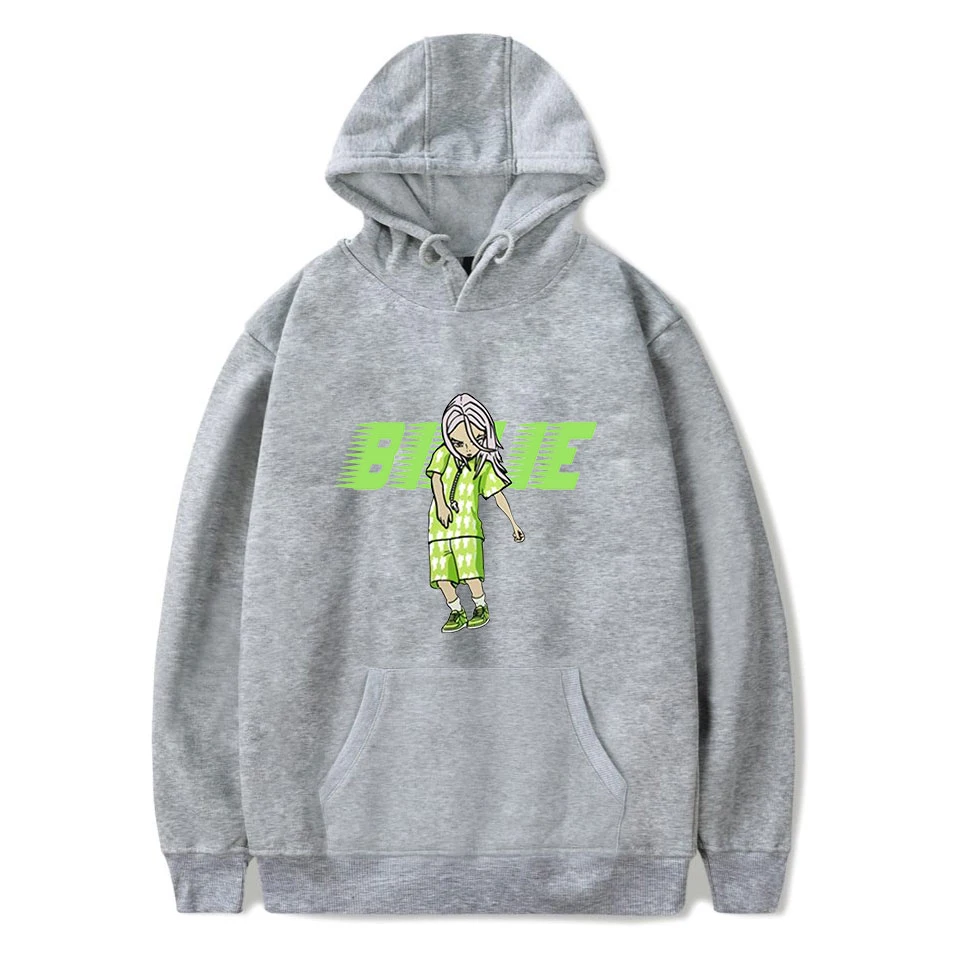 Gray 2 Толстовка в стиле хип-хоп Billie Eilish, Sudadera Hombre, толстовка унисекс, Повседневная Уличная одежда, топы в стиле Kpop Billie Eilish, стильные толстовки с капюшоном для мужчин - Цвет: Gray 2